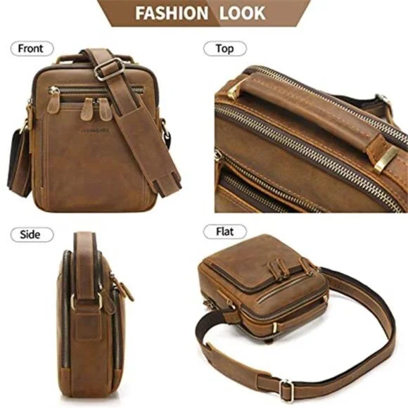 Leather Messenger Bag for Men, Man Purse Crossbody Bags for Work